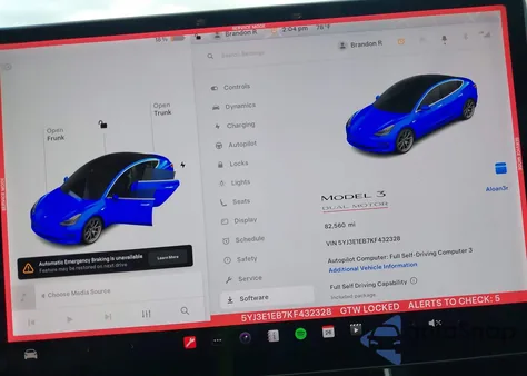 2019 Tesla Model 3 Long Range/Performance from USA, damaged, VIN 5YJ3E1EB7KF432328